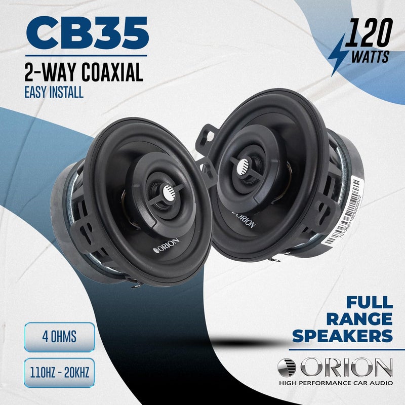 ORION Cobalt Series CB35 3.5â€ 2-Way Coaxial Car Speakers, 120W, 4 Ohms, Full Range, Enhanced Bass, Polypropylene Cone & Butyl Rubber Surround, Easy Install (Pair) - Image 2